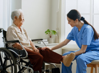 nurse talking care the elderly